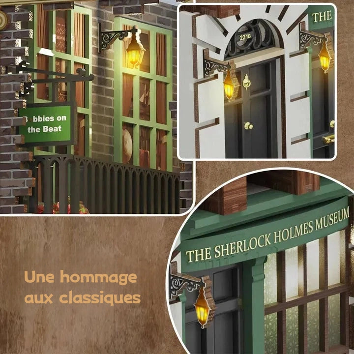 221B Baker Street : Maison Victorienne Détective Londres Book Nook, un kit créatif pour construire un diorama miniature. Parfait pour décorer une bibliothèque ou comme cadeau original pour un amoureux des livres. Par Nookette.