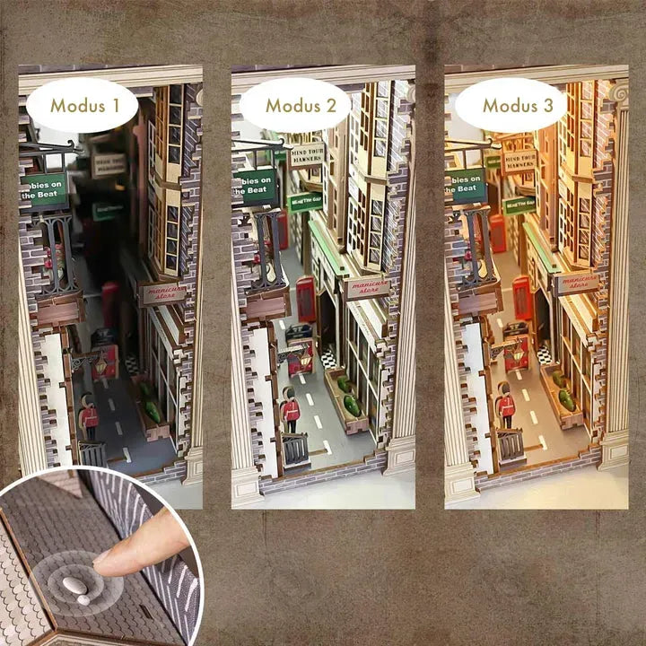 221B Baker Street : Maison Victorienne Détective Londres Book Nook, un kit créatif pour construire un diorama miniature. Parfait pour décorer une bibliothèque ou comme cadeau original pour un amoureux des livres. Par Nookette.