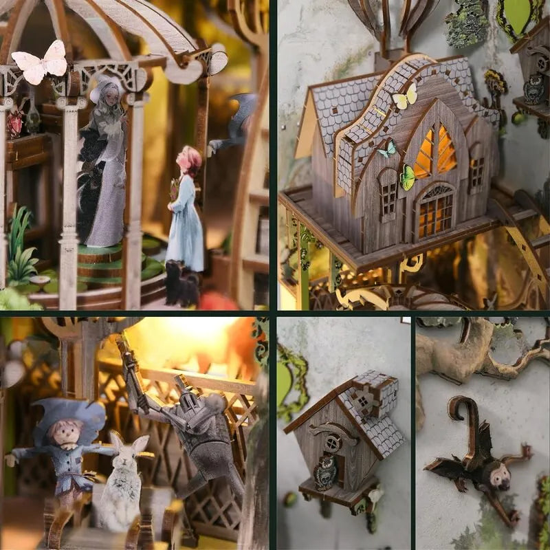 Booknook - Dorothy's Journey, un kit créatif pour construire un diorama miniature. Parfait pour décorer une bibliothèque ou comme cadeau original pour un amoureux des livres. Par Nookette.