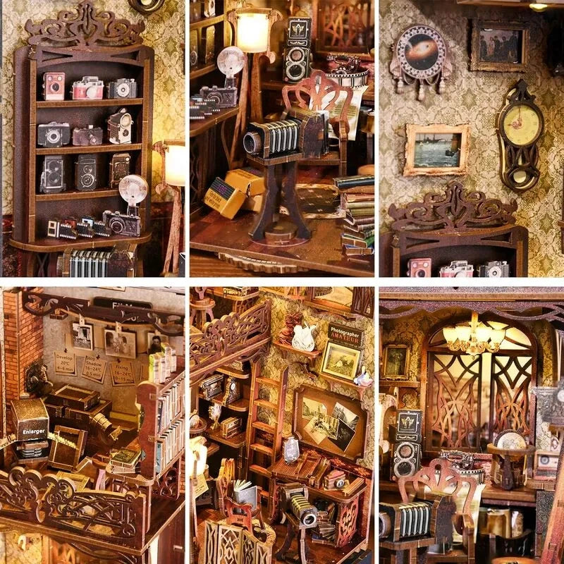 Book Nook - Film Darkroom, un kit créatif pour construire un diorama miniature. Parfait pour décorer une bibliothèque ou comme cadeau original pour un amoureux des livres. Par Nookette.