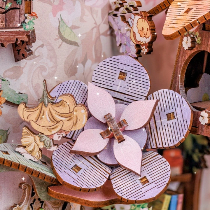 Book Nook - Flower Forest Concert, un kit créatif pour construire un diorama miniature. Parfait pour décorer une bibliothèque ou comme cadeau original pour un amoureux des livres. Par Nookette.