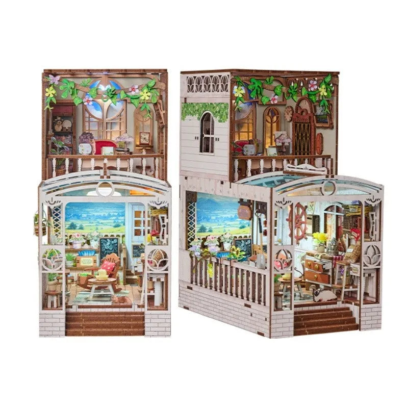 Book Nook - Happy Moments, un kit créatif pour construire un diorama miniature. Parfait pour décorer une bibliothèque ou comme cadeau original pour un amoureux des livres. Par Nookette.
