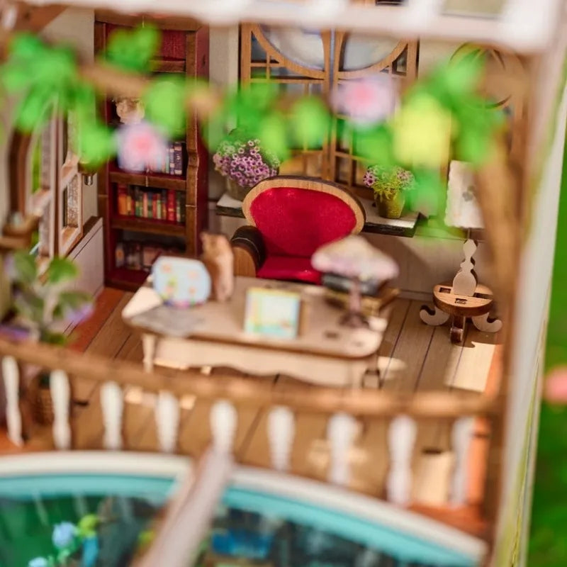 Book Nook - Happy Moments, un kit créatif pour construire un diorama miniature. Parfait pour décorer une bibliothèque ou comme cadeau original pour un amoureux des livres. Par Nookette.