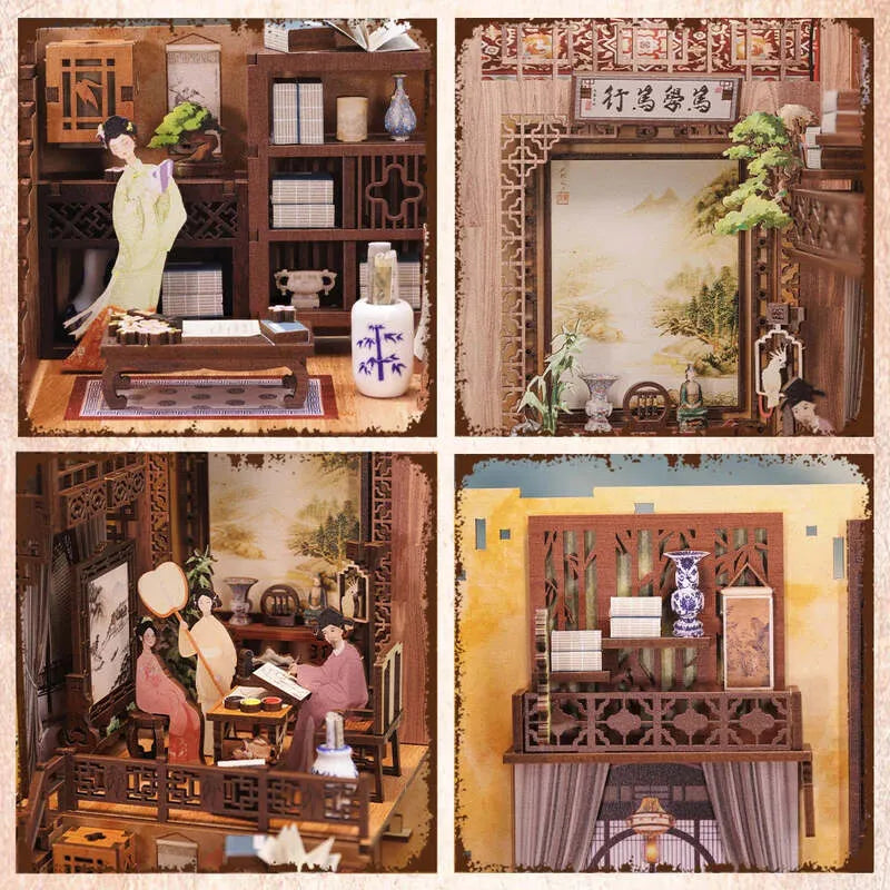 Book Nook | Ink Rhyme Bookstore, un kit créatif pour construire un diorama miniature. Parfait pour décorer une bibliothèque ou comme cadeau original pour un amoureux des livres. Par Nookette.