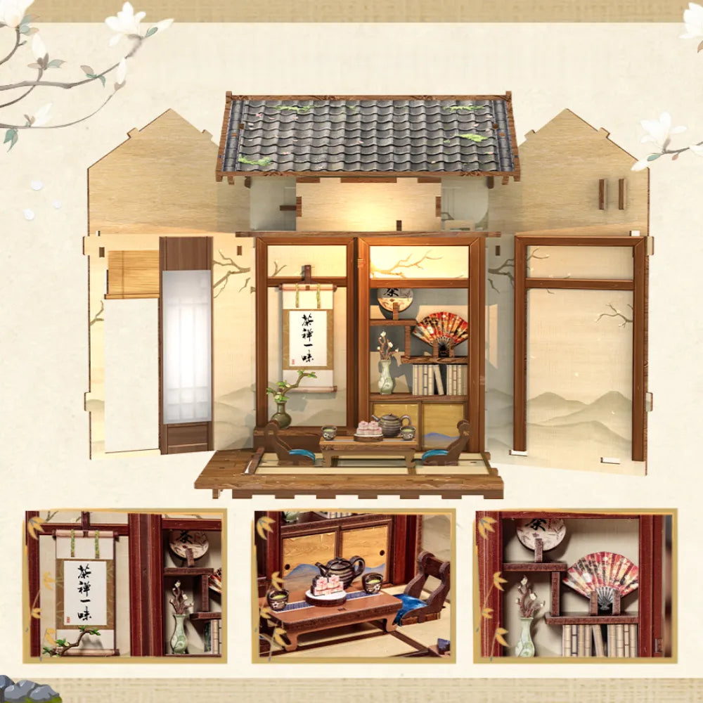 Book Nook Japan- Kirishima Cha-an, un kit créatif pour construire un diorama miniature. Parfait pour décorer une bibliothèque ou comme cadeau original pour un amoureux des livres. Par Nookette.