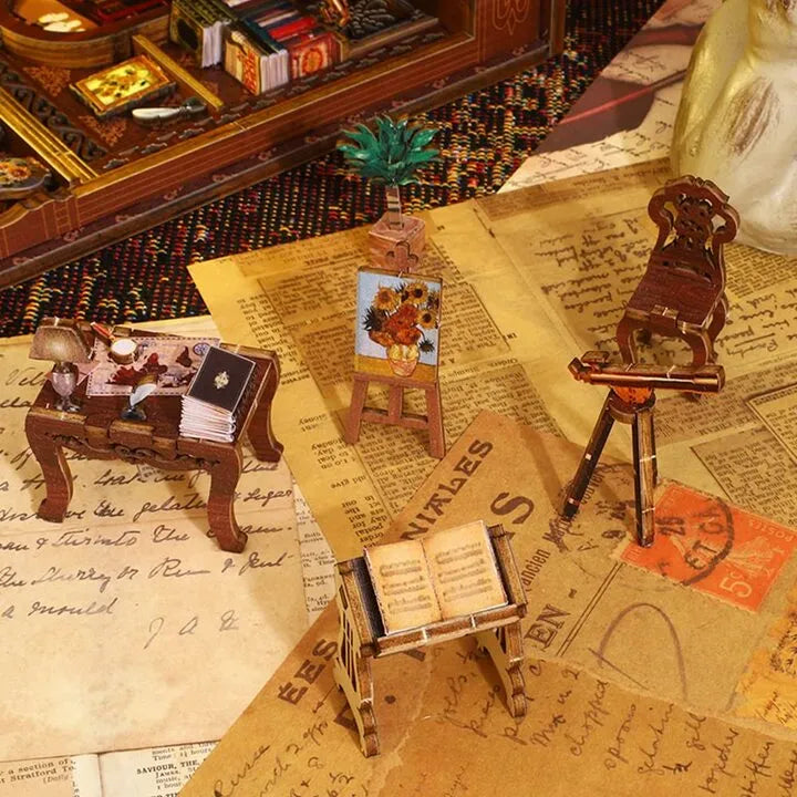 Book Nook - Library Of Books, un kit créatif pour construire un diorama miniature. Parfait pour décorer une bibliothèque ou comme cadeau original pour un amoureux des livres. Par Nookette.