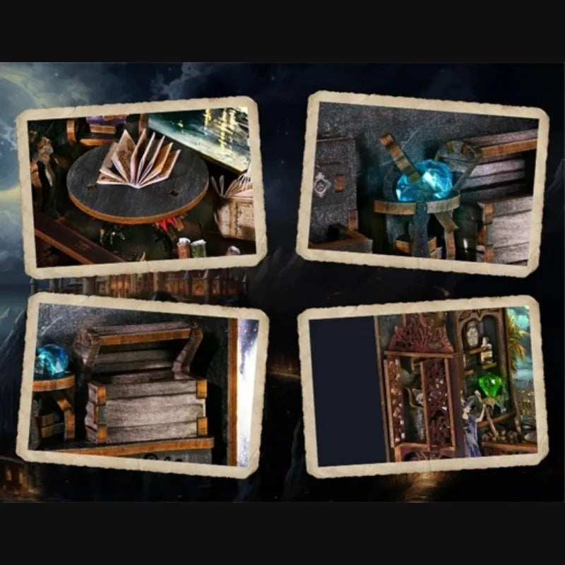 Book Nook - Magic Exploration, un kit créatif pour construire un diorama miniature. Parfait pour décorer une bibliothèque ou comme cadeau original pour un amoureux des livres. Par Nookette.