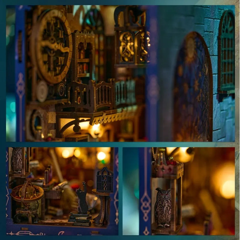 Book Nook - Magic Research Society, un kit créatif pour construire un diorama miniature. Parfait pour décorer une bibliothèque ou comme cadeau original pour un amoureux des livres. Par Nookette.