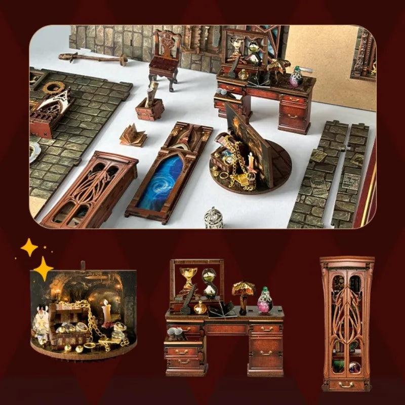 Book Nook - Magic Studio, un kit créatif pour construire un diorama miniature. Parfait pour décorer une bibliothèque ou comme cadeau original pour un amoureux des livres. Par Nookette.