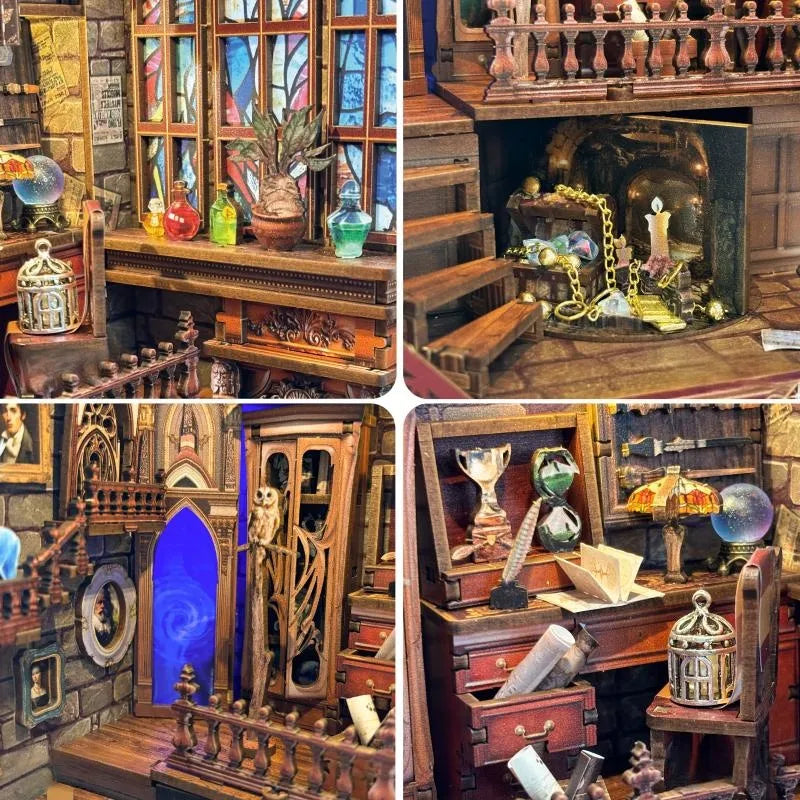 Book Nook - Magic Studio, un kit créatif pour construire un diorama miniature. Parfait pour décorer une bibliothèque ou comme cadeau original pour un amoureux des livres. Par Nookette.