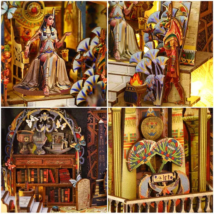 Booknook - Mysterious Egypt, un kit créatif pour construire un diorama miniature. Parfait pour décorer une bibliothèque ou comme cadeau original pour un amoureux des livres. Par Nookette.
