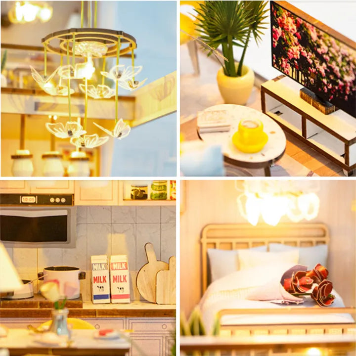 Book Nook - Pink Loft, un kit créatif pour construire un diorama miniature. Parfait pour décorer une bibliothèque ou comme cadeau original pour un amoureux des livres. Par Nookette.