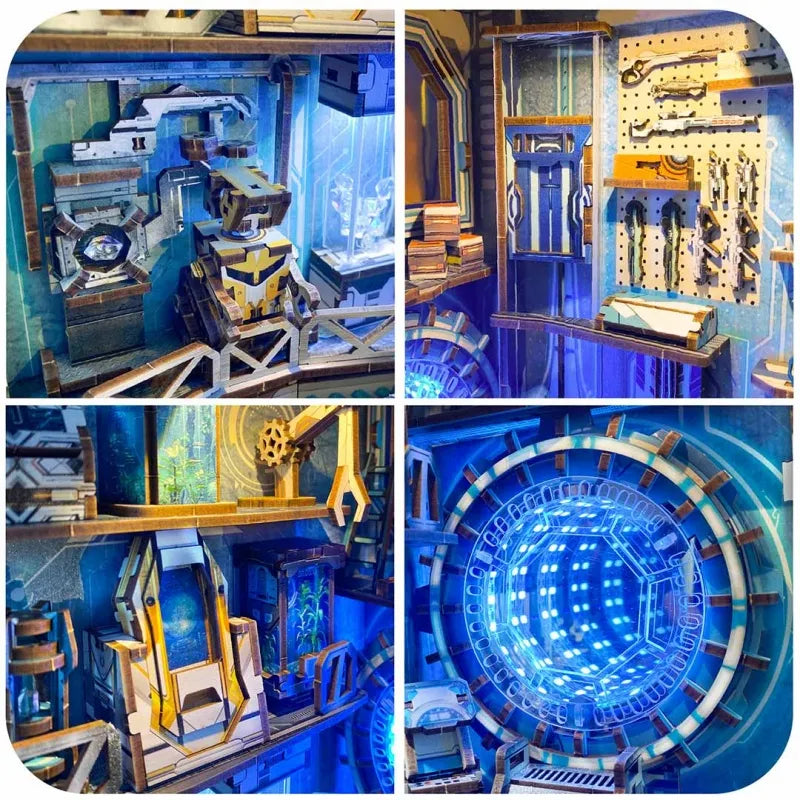 Book Nook - Planetary Era, un kit créatif pour construire un diorama miniature. Parfait pour décorer une bibliothèque ou comme cadeau original pour un amoureux des livres. Par Nookette.