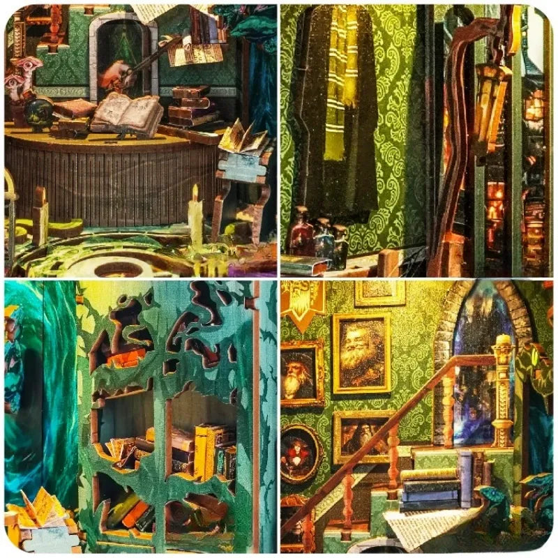 Book Nook - Snake House, un kit créatif pour construire un diorama miniature. Parfait pour décorer une bibliothèque ou comme cadeau original pour un amoureux des livres. Par Nookette.