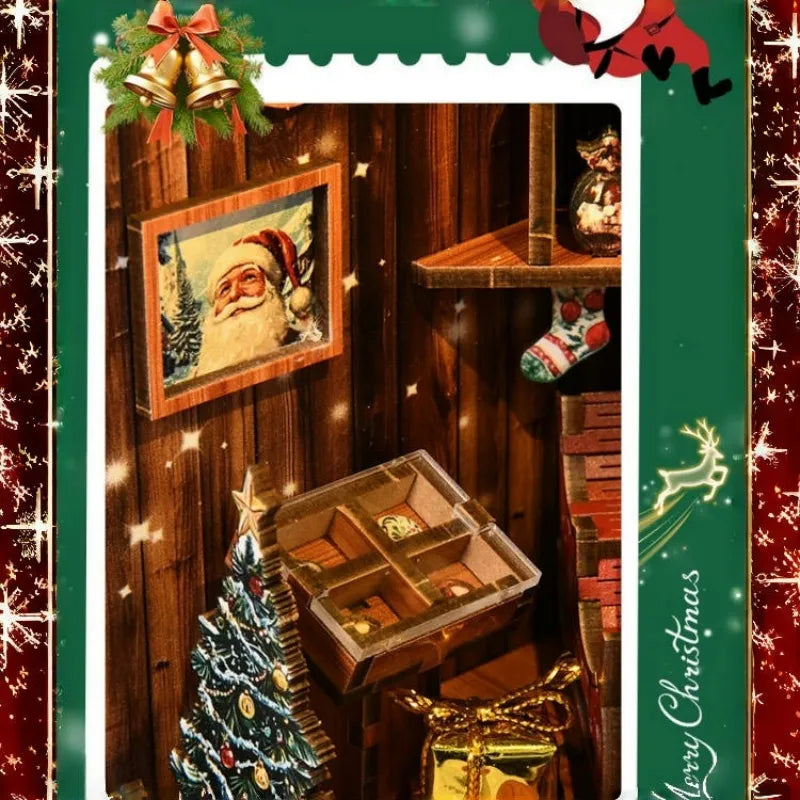 Book Nook - Snow Realm Pavilion, un kit créatif pour construire un diorama miniature. Parfait pour décorer une bibliothèque ou comme cadeau original pour un amoureux des livres. Par Nookette.