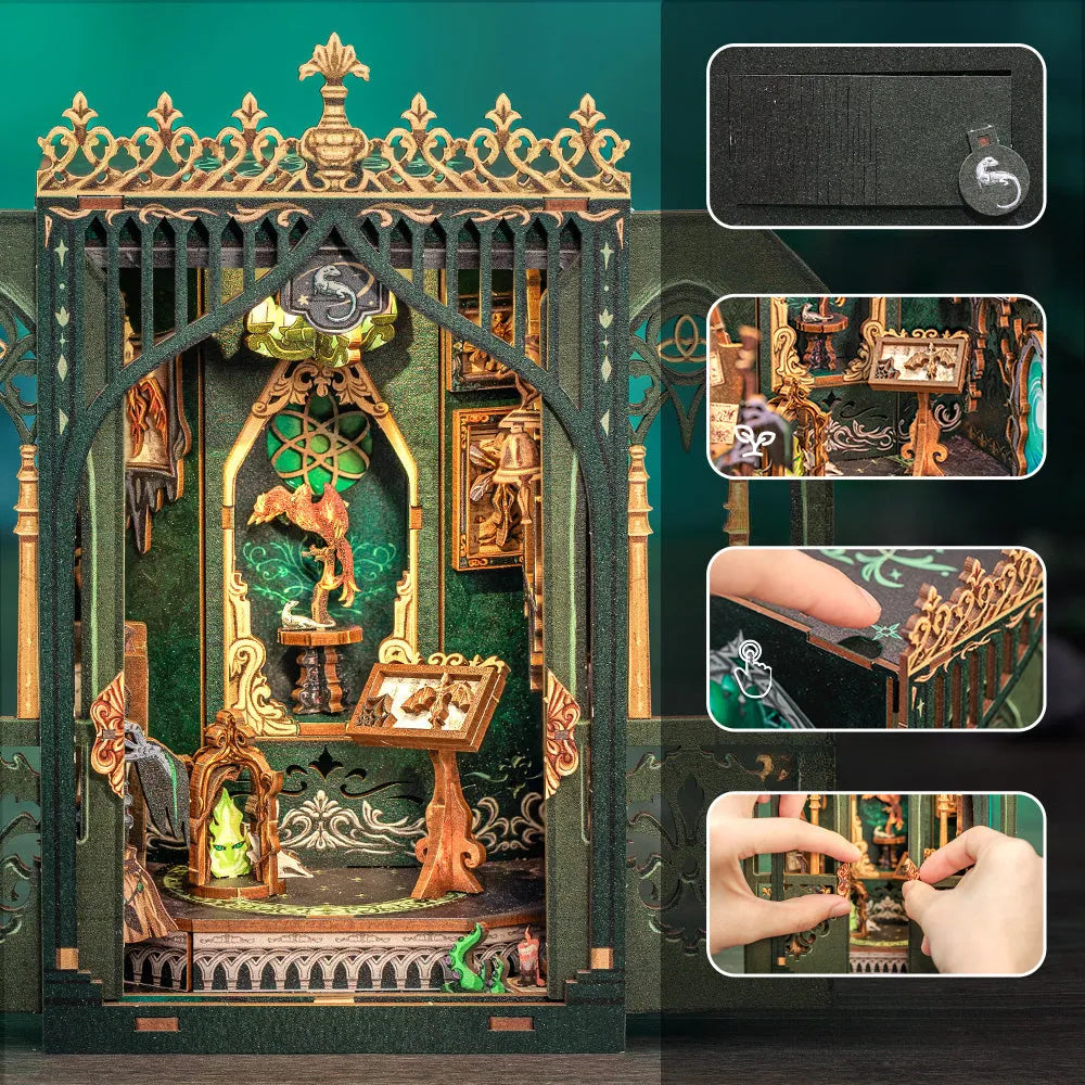 Book Nook - The Darkness Herbarium, un kit créatif pour construire un diorama miniature. Parfait pour décorer une bibliothèque ou comme cadeau original pour un amoureux des livres. Par Nookette.