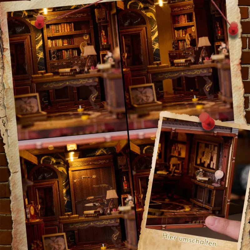 Book Nook - Museum Mystery, un kit créatif pour construire un diorama miniature. Parfait pour décorer une bibliothèque ou comme cadeau original pour un amoureux des livres. Par Nookette.