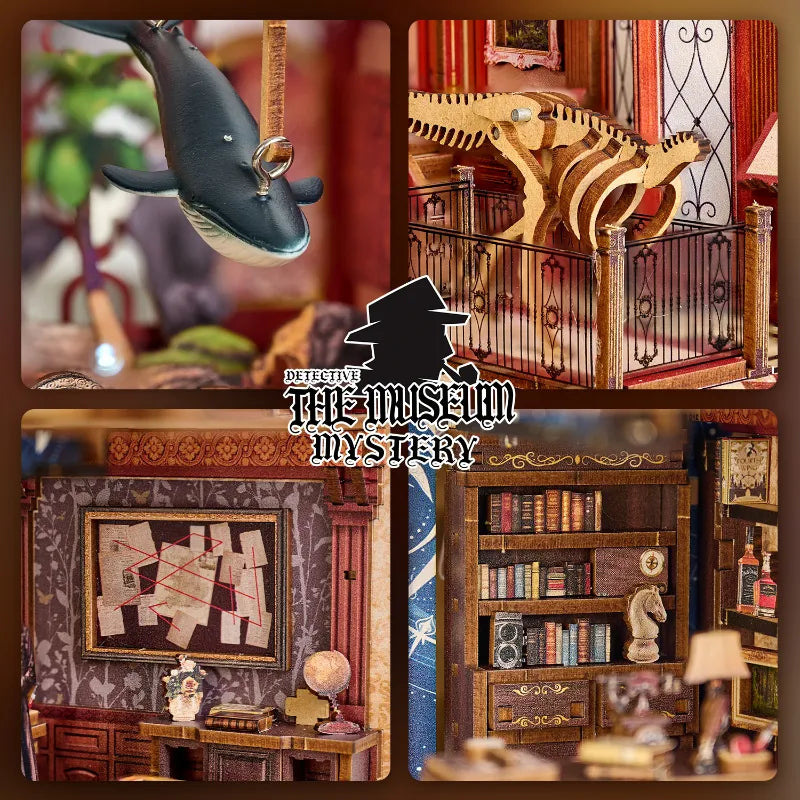 Book Nook - Museum Mystery, un kit créatif pour construire un diorama miniature. Parfait pour décorer une bibliothèque ou comme cadeau original pour un amoureux des livres. Par Nookette.