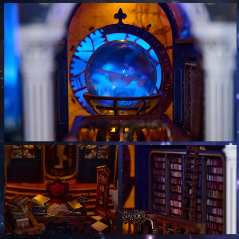 Book Nook - The Secret Scroll of the Galaxy, un kit créatif pour construire un diorama miniature. Parfait pour décorer une bibliothèque ou comme cadeau original pour un amoureux des livres. Par Nookette.