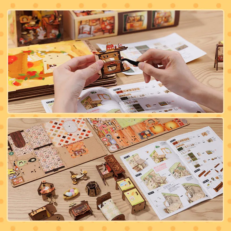 Book Nooks | Mole's Apartment, un kit créatif pour construire un diorama miniature. Parfait pour décorer une bibliothèque ou comme cadeau original pour un amoureux des livres. Par Nookette.