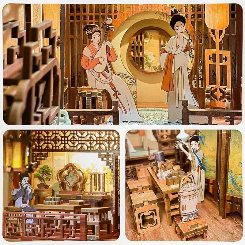 Booknooks | Elegant Song Dynasty, un kit créatif pour construire un diorama miniature. Parfait pour décorer une bibliothèque ou comme cadeau original pour un amoureux des livres. Par Nookette.
