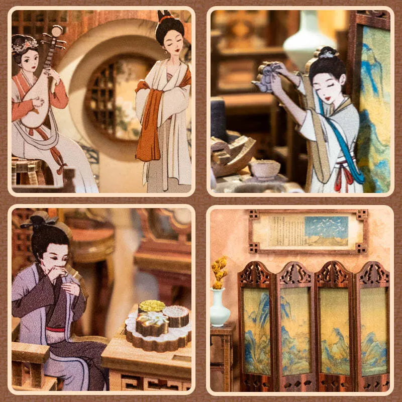 Booknooks | Elegant Song Dynasty, un kit créatif pour construire un diorama miniature. Parfait pour décorer une bibliothèque ou comme cadeau original pour un amoureux des livres. Par Nookette.