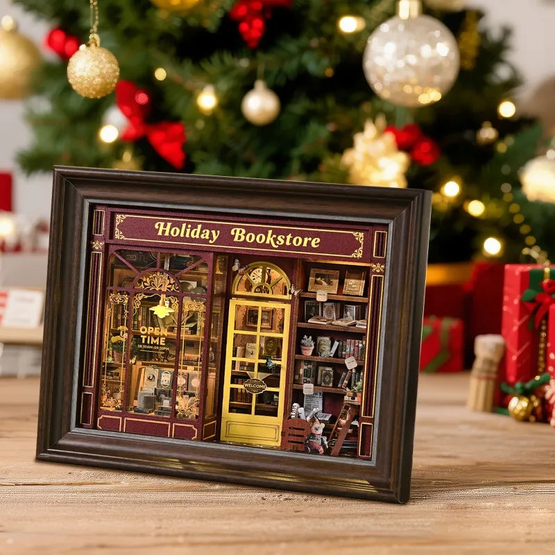 Kit cadre 3D DIY - Street Corner Holiday bookstore