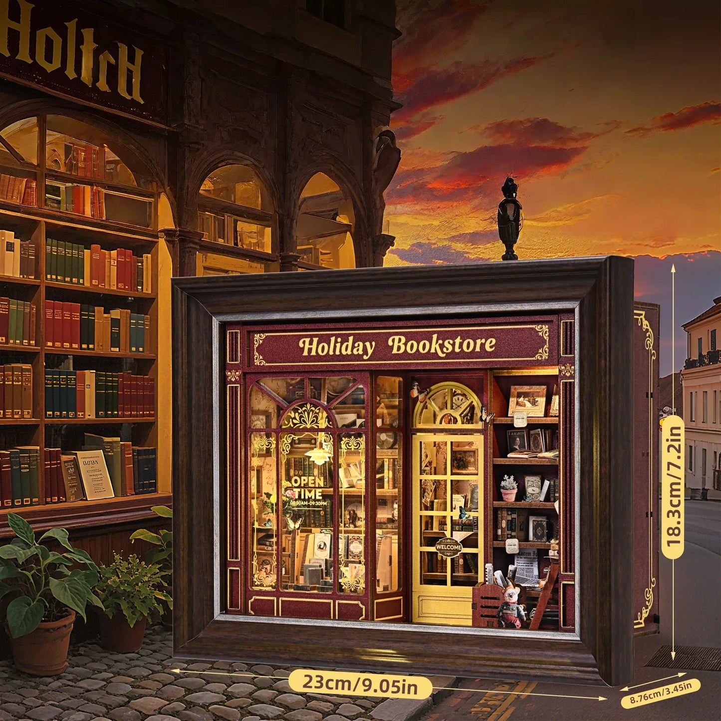 Kit cadre 3D DIY - Street Corner Holiday bookstore