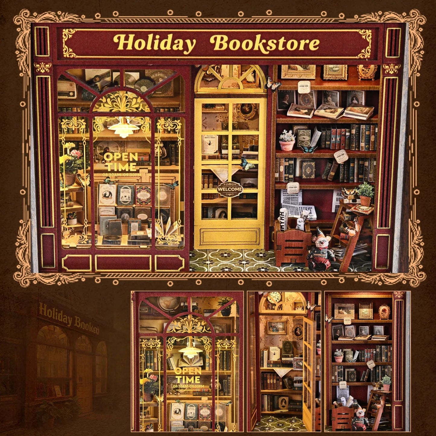 Kit cadre 3D DIY - Street Corner Holiday bookstore