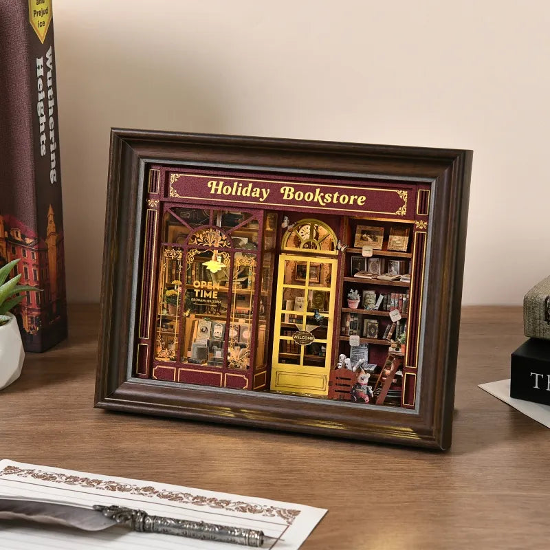 Kit cadre 3D DIY - Street Corner Holiday bookstore