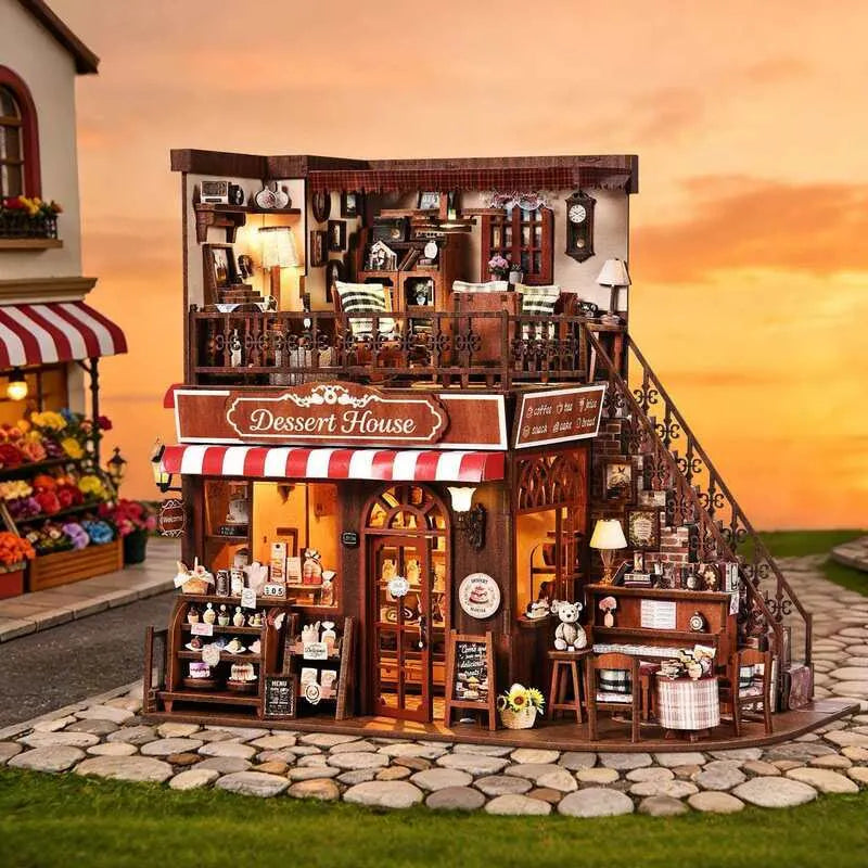Vitrine miniature en bois pour maison de poupée : présentoir à gâteaux miniature - France