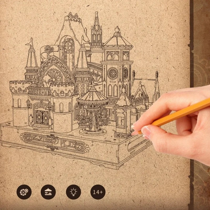 Maison Miniature - Annecy Castle, un kit créatif pour construire un diorama miniature. Parfait pour décorer une bibliothèque ou comme cadeau original pour un amoureux des livres. Par Nookette.