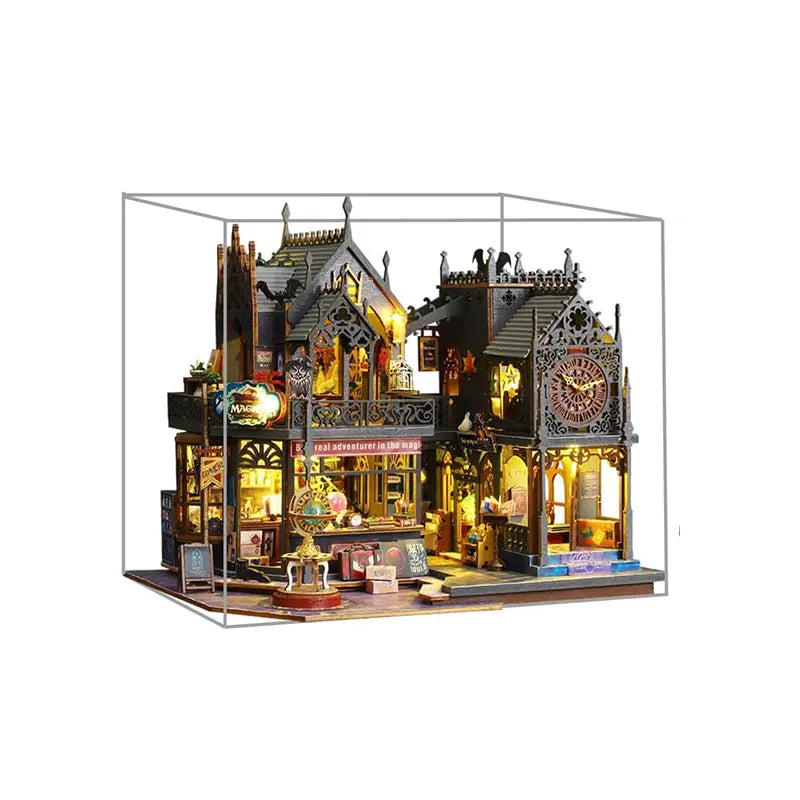 Maison Miniature - Holo Magic City, un kit créatif pour construire un diorama miniature. Parfait pour décorer une bibliothèque ou comme cadeau original pour un amoureux des livres. Par Nookette.