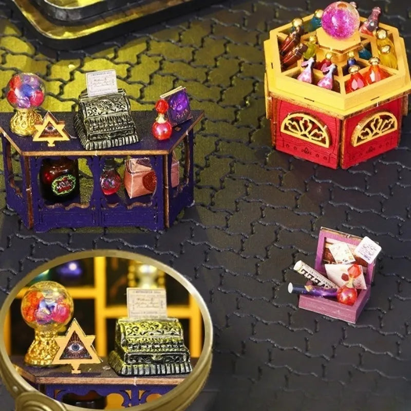 Maison Miniature - Magic Energy Station, un kit créatif pour construire un diorama miniature. Parfait pour décorer une bibliothèque ou comme cadeau original pour un amoureux des livres. Par Nookette.