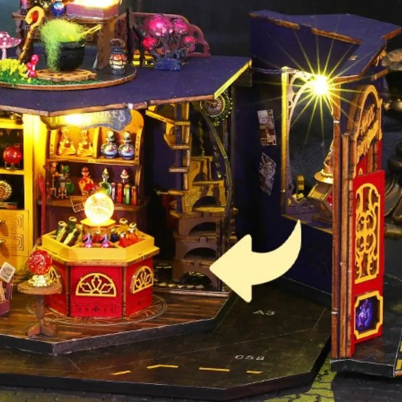 Maison Miniature - Magic Energy Station, un kit créatif pour construire un diorama miniature. Parfait pour décorer une bibliothèque ou comme cadeau original pour un amoureux des livres. Par Nookette.