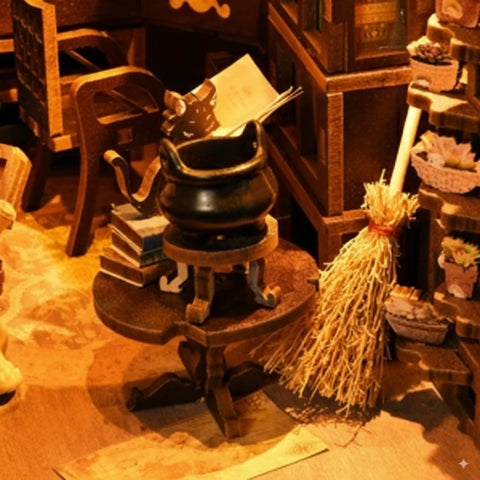 Chaudron de sorcière sur une petite table