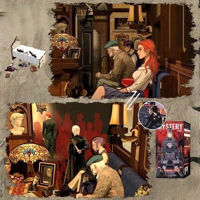 Booknook | Train Mystery Case, un kit créatif pour construire un diorama miniature. Parfait pour décorer une bibliothèque ou comme cadeau original pour un amoureux des livres. Par Nookette.