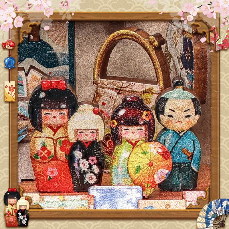 Poupées miniatures et petit sac à main