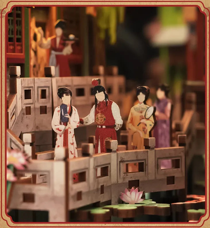 Jia Baoyu et Lin Daiyu se promenant dans le Grand Jardin d'Observation