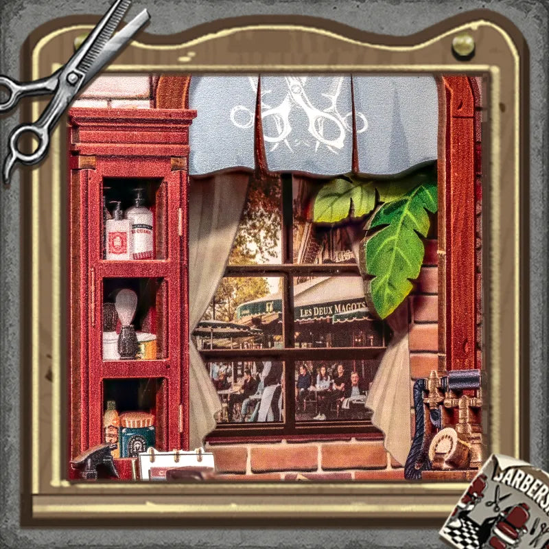 Vitrine présentant des produits de coiffage