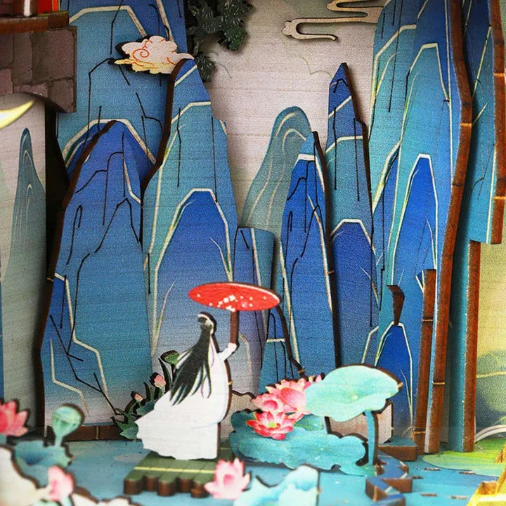 Fée sur un radeau de bambou