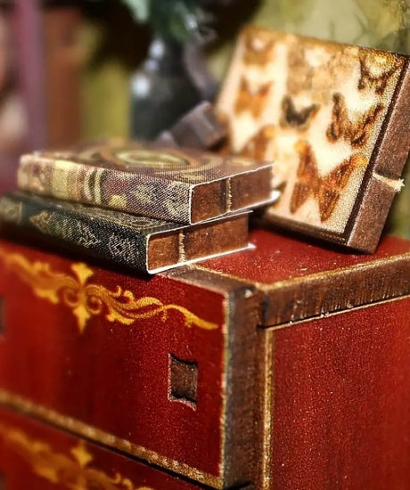 Étagère de stockage en bois et livres anciens