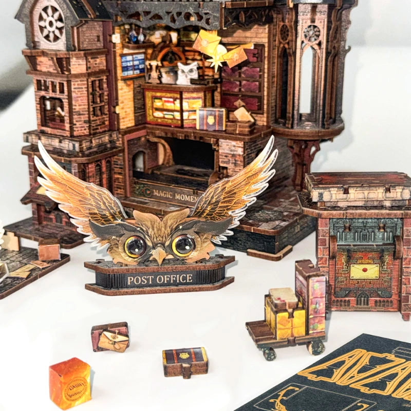 Maison Miniature - Owl Post Office | Puzzle 3D en bois DIY