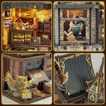 Maison Miniature - Owl Post Office | Puzzle 3D en bois DIY