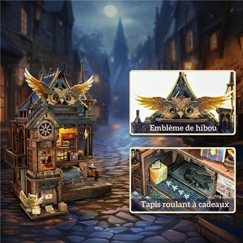 Maison Miniature - Owl Post Office | Puzzle 3D en bois DIY
