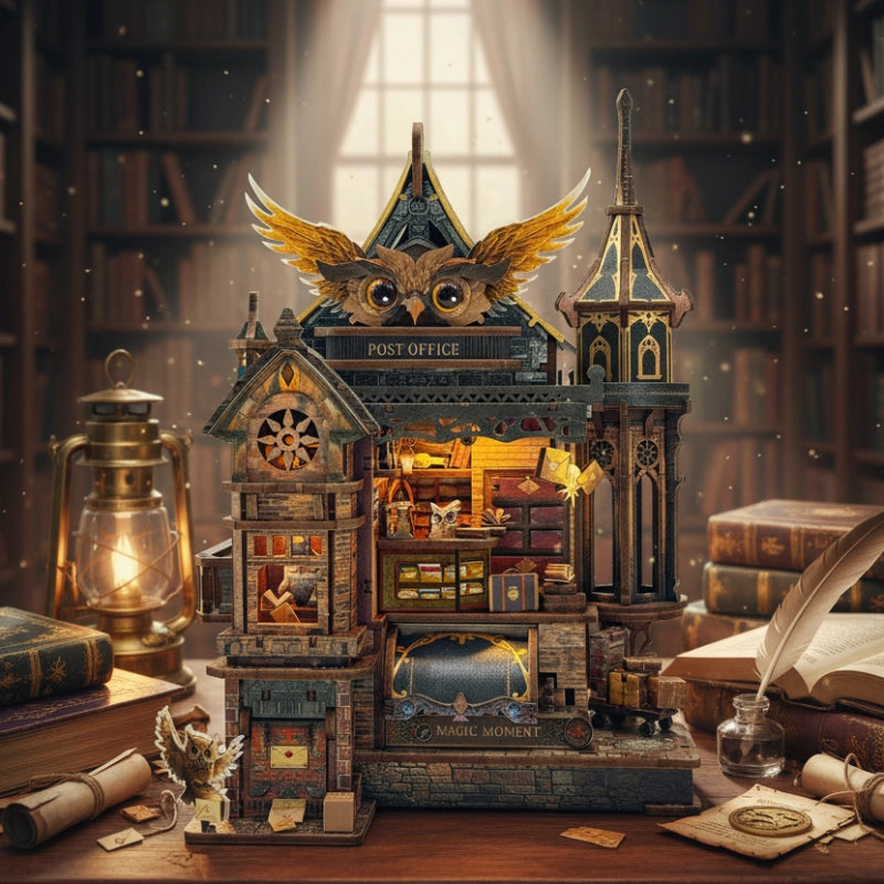 Maison Miniature - Owl Post Office | Puzzle 3D en bois DIY
