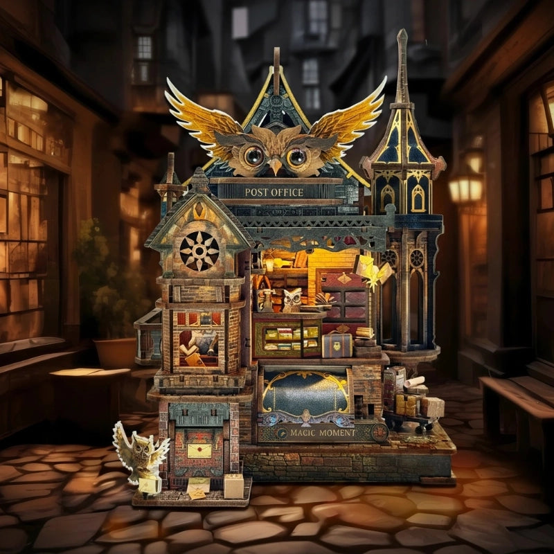 Maison Miniature - Owl Post Office | Puzzle 3D en bois DIY