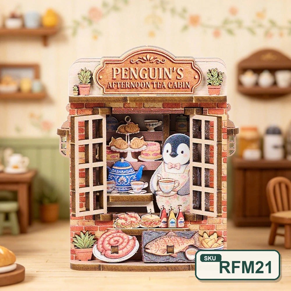 Puzzle 3D en bois – Série Coins de rue féeriques | Aimant pour réfrigérateur