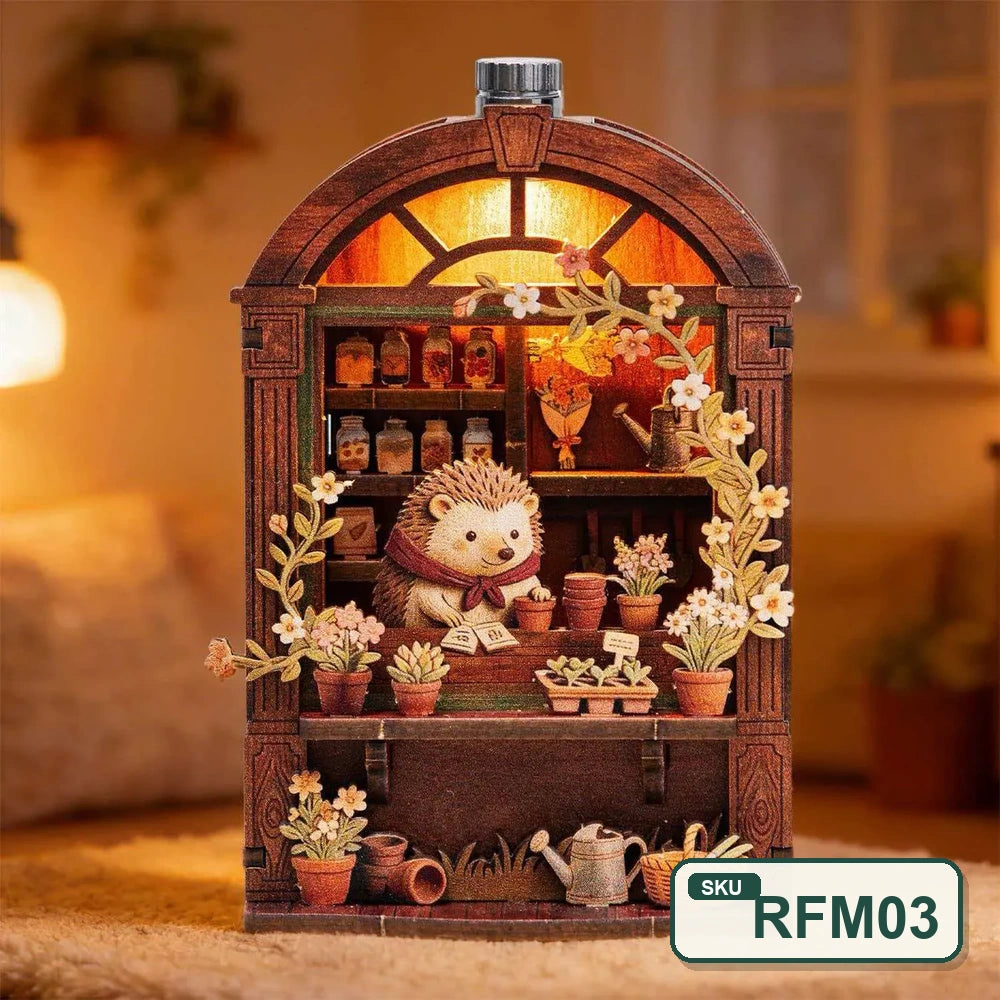 Puzzle 3D en bois – Série Coins de rue féeriques | Aimant pour réfrigérateur