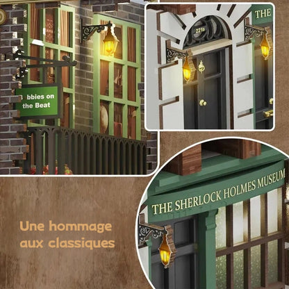 221B Baker Street : Maison Victorienne Détective Londres Book Nook, un kit créatif pour construire un diorama miniature. Parfait pour décorer une bibliothèque ou comme cadeau original pour un amoureux des livres. Par Nookette.